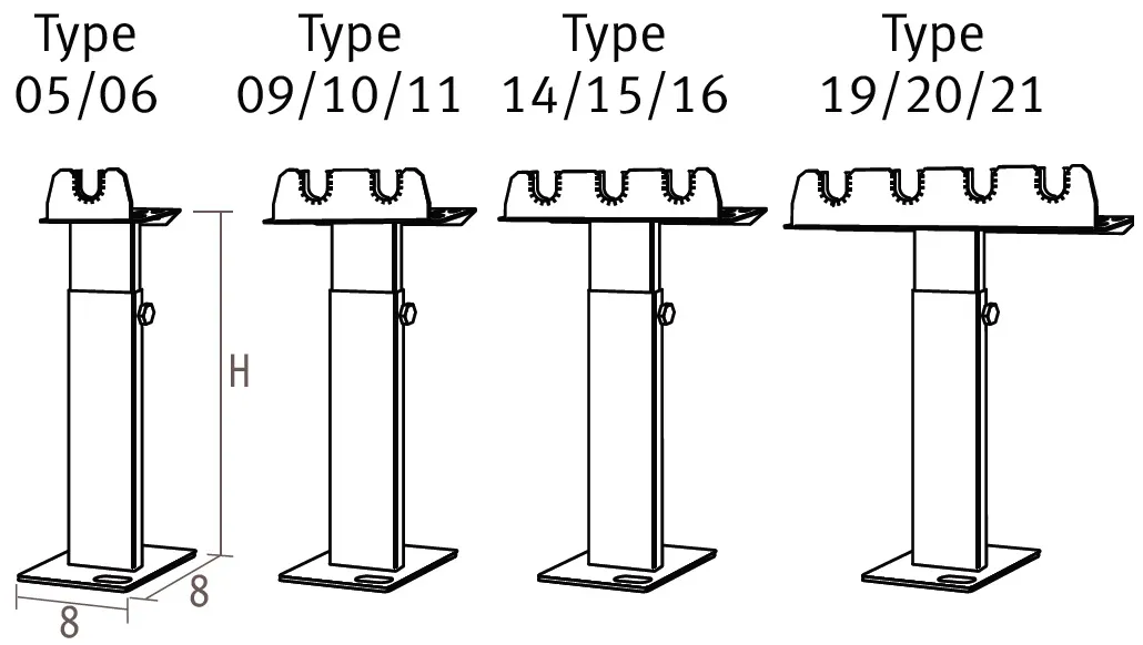Jaga - Vaste Voet voor Mini - verstelbare voet hoogte 13,5 tot 21cm - Off-black - Type 16, 14 en 15