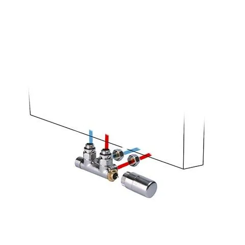 Jaga - Aansluitset 48 Pro ventiel in Alu-look voor Kunststof buis - 2 Pijps - 16/2 - Naar wand