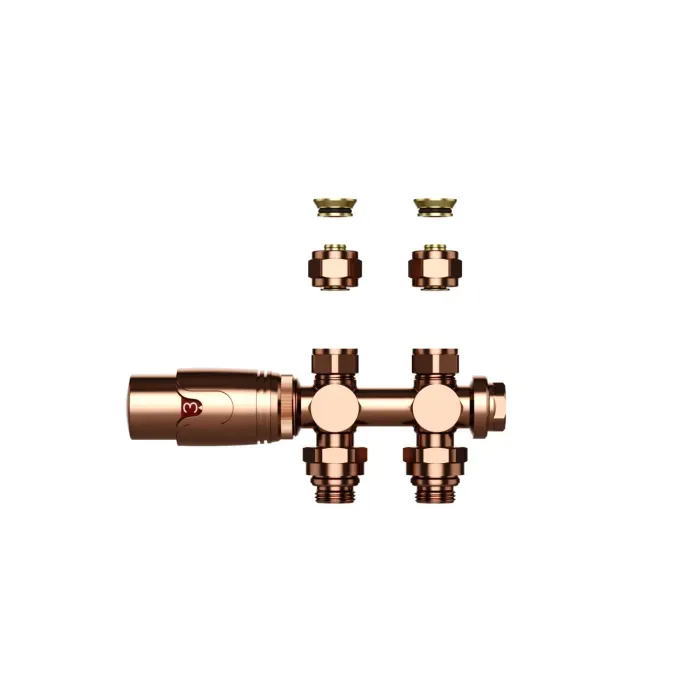 Belrad - Thermostatische radiatorkraan muur en vloer - 1/2M x 16/2 M30 - Geborsteld koper