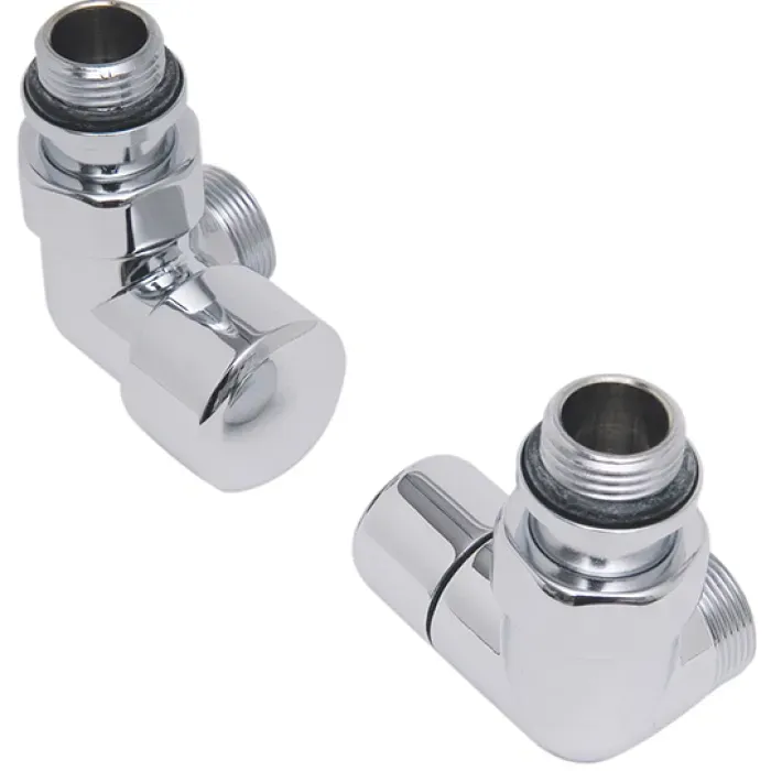 Drl | Designkraanset Ovus Dubbel Haaks Links ½“ (therm.voorbereid) + Voetventiel 1/2" Dubbel Haaks Rechts - Chroom |